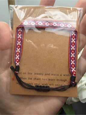 Red and White Woven Friendship Bracelet